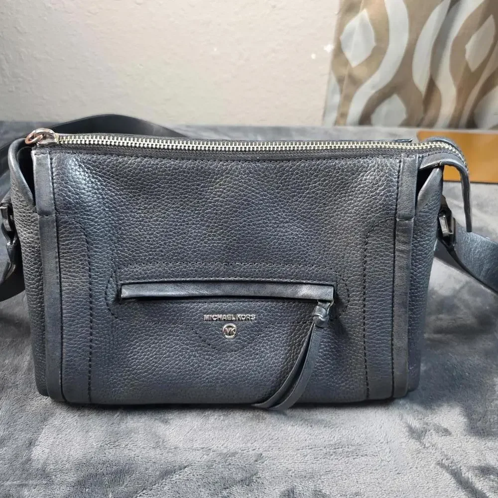 Michael Kors Carine Crossbody Pebbled Black Leather